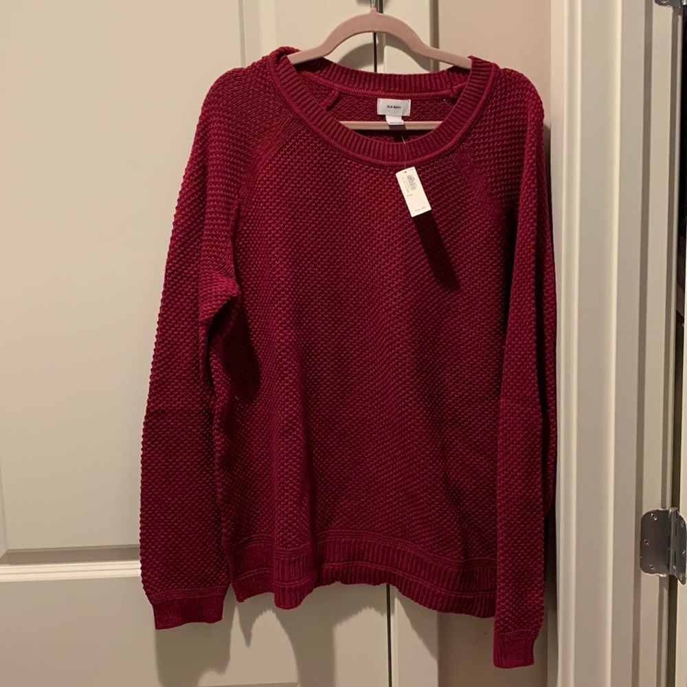 Deep fuchsia waffle sweater
